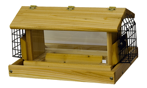 Stovall Products Standard Post Mount Hopper Feeder with suet baskets on ends